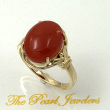 Load image into Gallery viewer, 3201045-Beautiful-Unique-Genuine-Natural-Red-Coral-Real-14K-Gold-Ornate-Ring