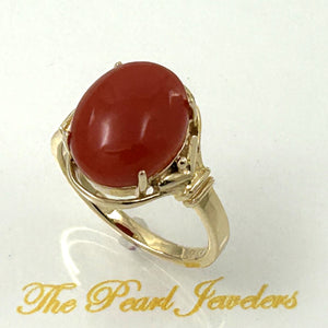 3201045-Beautiful-Unique-Genuine-Natural-Red-Coral-Real-14K-Gold-Ornate-Ring