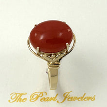 Load image into Gallery viewer, 3201045-Beautiful-Unique-Genuine-Natural-Red-Coral-Real-14K-Gold-Ornate-Ring