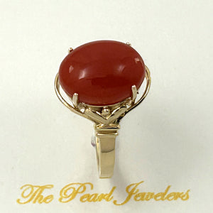 3201045-Beautiful-Unique-Genuine-Natural-Red-Coral-Real-14K-Gold-Ornate-Ring