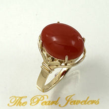 Load image into Gallery viewer, 3201045-Beautiful-Unique-Genuine-Natural-Red-Coral-Real-14K-Gold-Ornate-Ring