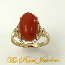 Load image into Gallery viewer, 3201046-Beautiful-Unique-Genuine-Natural-Red-Coral-Real-14K-Gold-Ornate-Ring