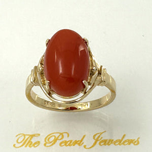 3201046-Beautiful-Unique-Genuine-Natural-Red-Coral-Real-14K-Gold-Ornate-Ring