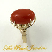 Load image into Gallery viewer, 3201046-Beautiful-Unique-Genuine-Natural-Red-Coral-Real-14K-Gold-Ornate-Ring