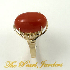 3201046-Beautiful-Unique-Genuine-Natural-Red-Coral-Real-14K-Gold-Ornate-Ring