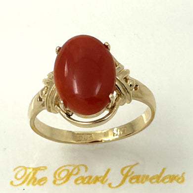 3201051-Beautiful-Unique-Genuine-Natural-Red-Coral-Real-14K-Gold-Ornate-Ring