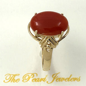 3201051-Beautiful-Unique-Genuine-Natural-Red-Coral-Real-14K-Gold-Ornate-Ring