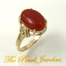 Load image into Gallery viewer, 3201051-Beautiful-Unique-Genuine-Natural-Red-Coral-Real-14K-Gold-Ornate-Ring