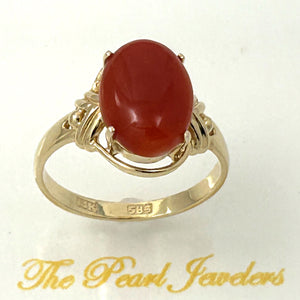 3201051-Beautiful-Unique-Genuine-Natural-Red-Coral-Real-14K-Gold-Ornate-Ring