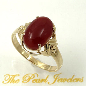 3201052-Beautiful-Unique-Genuine-Natural-Red-Coral-Real-14K-Gold-Ornate-Ring