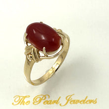 Load image into Gallery viewer, 3201052-Beautiful-Unique-Genuine-Natural-Red-Coral-Real-14K-Gold-Ornate-Ring