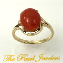 Load image into Gallery viewer, 3201062-Real-14K-Gold-Beautiful-Unique-Genuine-Natural-Red-Coral-Ornate-Ring