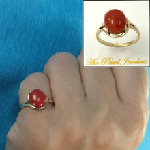 Load image into Gallery viewer, 3201062-Real-14K-Gold-Beautiful-Unique-Genuine-Natural-Red-Coral-Ornate-Ring