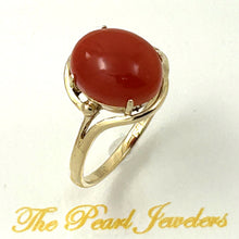 Load image into Gallery viewer, 3201062-Real-14K-Gold-Beautiful-Unique-Genuine-Natural-Red-Coral-Ornate-Ring