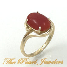 Load image into Gallery viewer, 3201063-Real-14K-Gold-Beautiful-Unique-Genuine-Natural-Red-Coral-Ornate-Ring