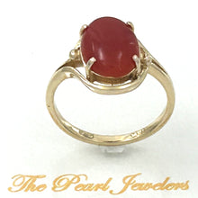 Load image into Gallery viewer, 3201063-Real-14K-Gold-Beautiful-Unique-Genuine-Natural-Red-Coral-Ornate-Ring