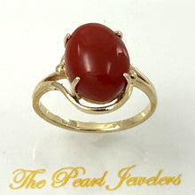 Load image into Gallery viewer, 3201064-Simple-Yet-Elegant-14K-Solid-Yellow-Gold-Oval-Natural-Red-Coral-Ornate-Ring