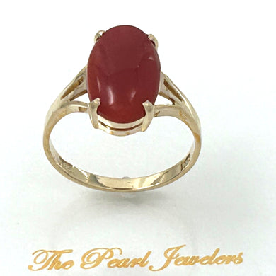14K Yellow Gold Natural Red Coral Ornate Ring