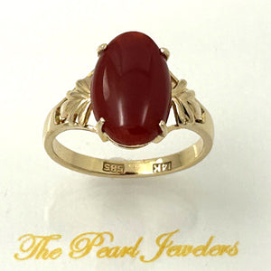 3201102-Cabochon-Natural-Red-Coral-Ornate-14K-Solid-Yellow-Gold-Ring