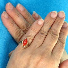 Load image into Gallery viewer, 3201112-Cabochon-Marquise-Natural-Red-Coral-14K-Solid-Yellow-Gold-Ring