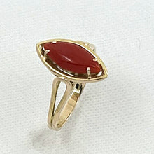 Load image into Gallery viewer, 3201112-Cabochon-Marquise-Natural-Red-Coral-14K-Solid-Yellow-Gold-Ring