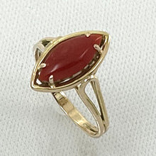 Load image into Gallery viewer, 3201112-Cabochon-Marquise-Natural-Red-Coral-14K-Solid-Yellow-Gold-Ring