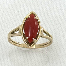 Load image into Gallery viewer, 3201112-Cabochon-Marquise-Natural-Red-Coral-14K-Solid-Yellow-Gold-Ring