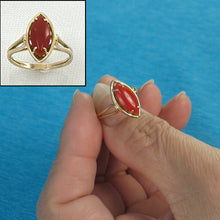 Load image into Gallery viewer, 3201112-Cabochon-Marquise-Natural-Red-Coral-14K-Solid-Yellow-Gold-Ring