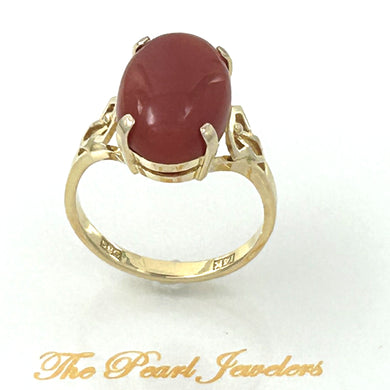 14K Yellow Gold Natural Red Coral Ring