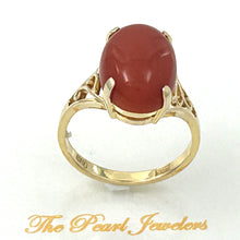 Load image into Gallery viewer, 3201172-Genuine-Natural-Red-Coral-14K-Solid-Yellow-Gold-Ring