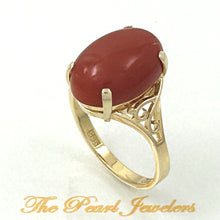 Load image into Gallery viewer, 3201172-Genuine-Natural-Red-Coral-14K-Solid-Yellow-Gold-Ring