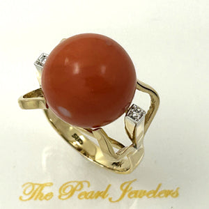 3201302-Genuine-Natural-Red-Coral-Diamond-14K-Solid-Yellow-Gold-Ring