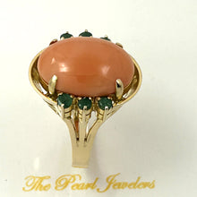 Load image into Gallery viewer, 3201322-14K-Gold-Angel-Skin-Coral-Emerald-Ring