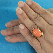 Load image into Gallery viewer, 3201322-14K-Gold-Angel-Skin-Coral-Emerald-Ring