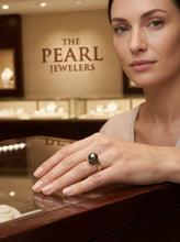 Load image into Gallery viewer, Natural Black Tahitian Pearl 14K Yellow Gold Solitaire Ring