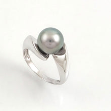 Load image into Gallery viewer, Silver Tone Tahitian Pearl 14K White Gold Ring
