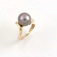 Load image into Gallery viewer, Natural Black-Grey Tahitian Pearl Ring 14K Yellow Gold