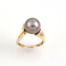 Load image into Gallery viewer, Natural Black-Grey Tahitian Pearl Ring 14K Yellow Gold