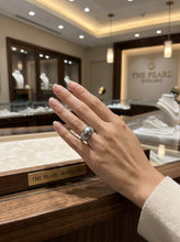 Load image into Gallery viewer, Gray Blue Tahitian Pearl Ring 14K White Gold Diamond Cocktail Ring