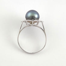 Load image into Gallery viewer, Blue Tahitian Pearl Ring 14K White Gold Maze Design