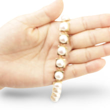 Load image into Gallery viewer, 14k Solid Yellow Gold Stationary 9mm White Cultured Pearl Bracelet