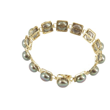 Load image into Gallery viewer, 14k Solid Yellow Gold Stationary 9mm Black Cultured Pearl Bracelet
