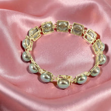Load image into Gallery viewer, 14k Solid Yellow Gold Stationary 9mm Black Cultured Pearl Bracelet