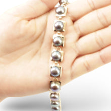 Load image into Gallery viewer, 14k Solid Yellow Gold Stationary 9mm Black Cultured Pearl Bracelet