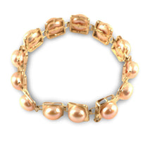 Load image into Gallery viewer, 14k Solid Yellow Gold Stationary 9mm Pink Cultured Pearl Bracelet