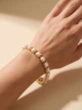Load image into Gallery viewer, 14k Solid Yellow Gold Stationary 9mm Pink Cultured Pearl Bracelet