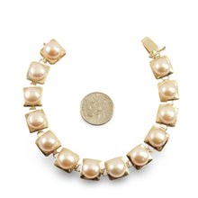 Load image into Gallery viewer, 14k Solid Yellow Gold Stationary 9mm Pink Cultured Pearl Bracelet