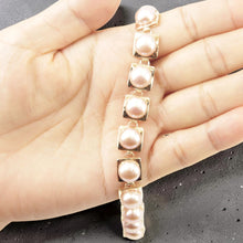 Load image into Gallery viewer, 14k Solid Yellow Gold Stationary 9mm Pink Cultured Pearl Bracelet