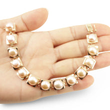 Load image into Gallery viewer, 14k Solid Yellow Gold Stationary 9mm Pink Cultured Pearl Bracelet