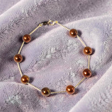 Load image into Gallery viewer, 14k Yellow Gold Twist Tube Chocolate Cultured Pearl Bracelet